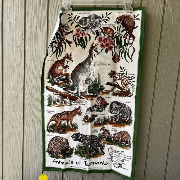 Vintage Animals of Tasmania Souvenir Tea Towel 100% Cotton 30"x18" - Picture 9 of 9